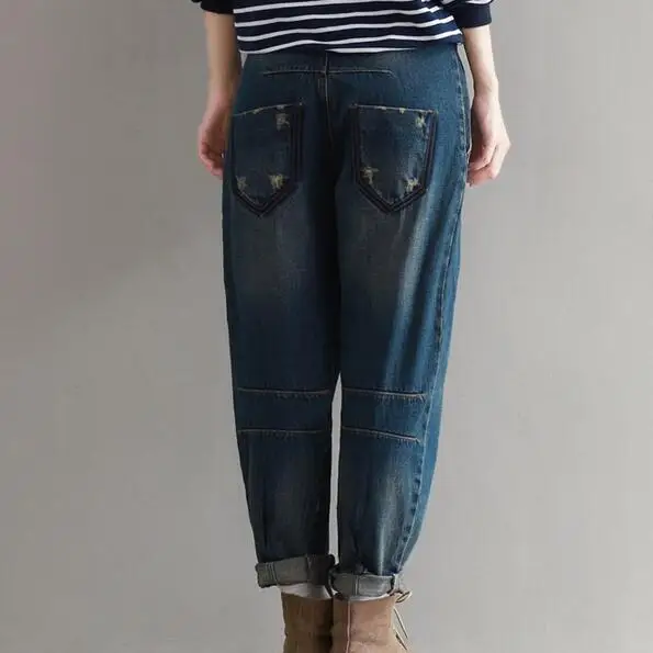2020 зимние джинсы большого размера женские штаны шаровары джинсовые Модные