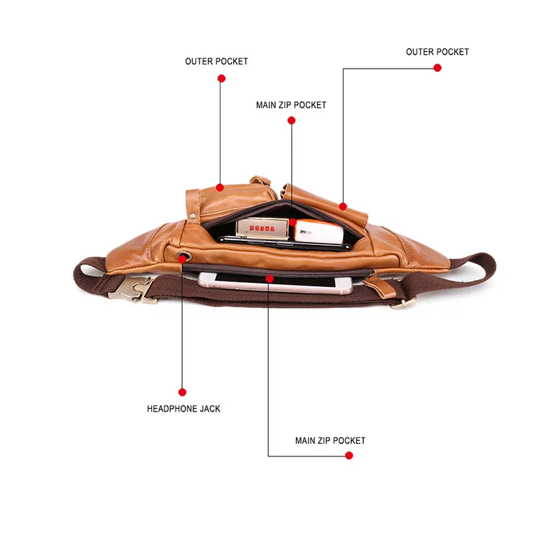 Lachiour Chest Bag Men Genuine Leather Waist Bags High Quality Boys Cowhide Leather Messenger Bag Male Sling Pouch Bag For Phone