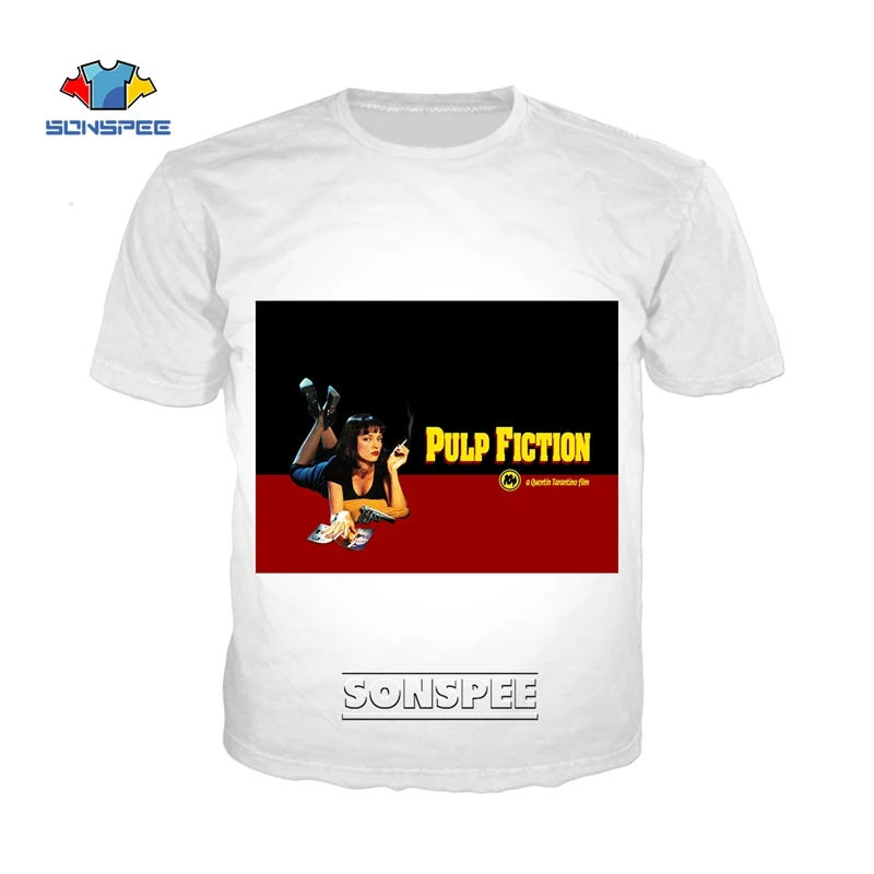 

SONSPEE Pulp Fiction T-Shirts Quentin Tarantino Tshirt 3D Print Summer Men Women Fashion Off White Tee Shirt Tops Gym Clothing