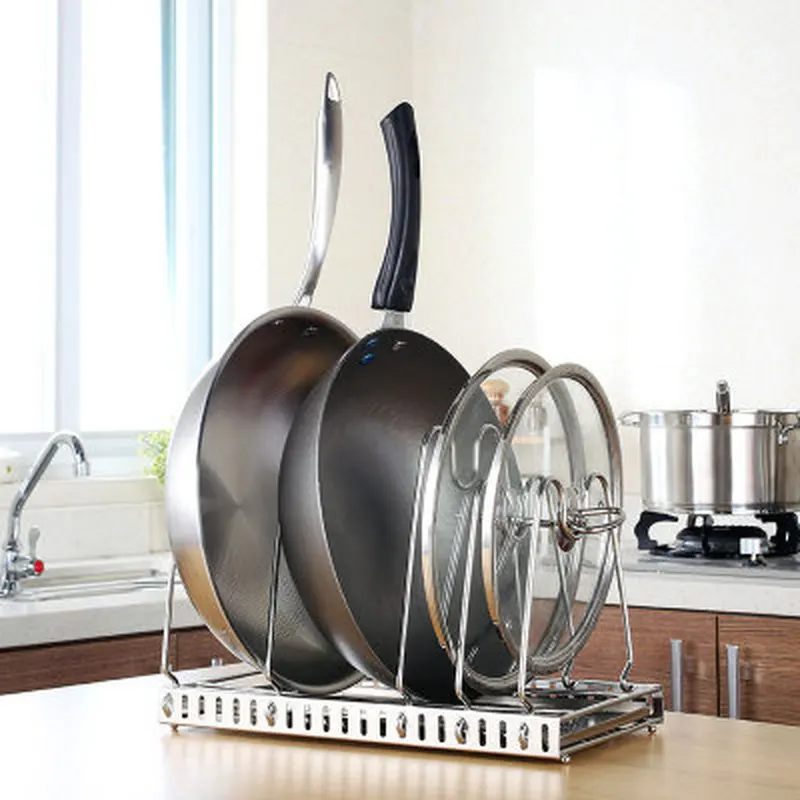 

Stainless Steel Pan Pot Cover Lid Rack Stand Spoon Holder Stove Organizer Storage Soup Spoon Rests Kitchen Accessories Stainless