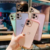 shockproof heart plating silicone case for iphone 12 11 pro max xr xs x 8 7 plus se 2020 coque square soft cover