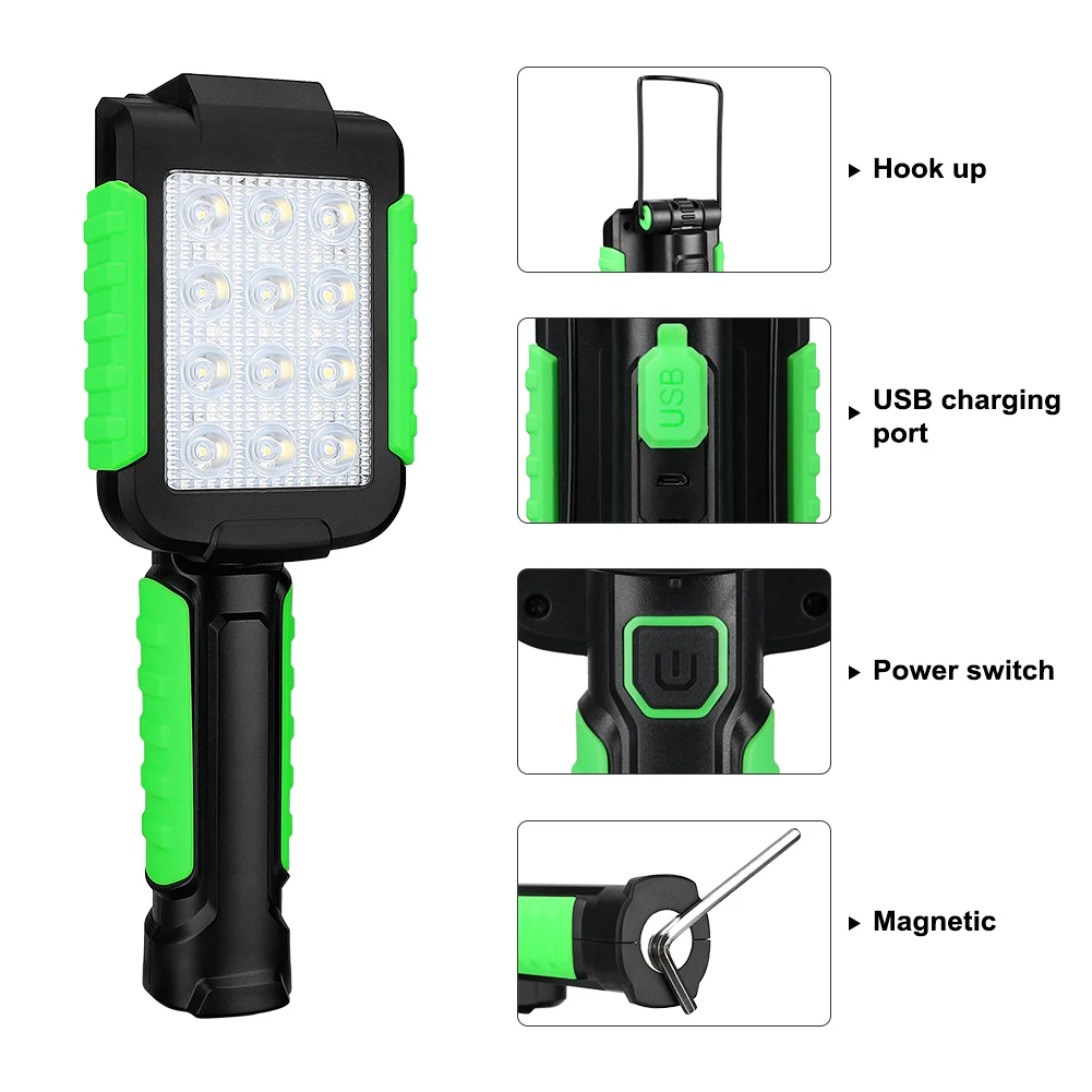 Portable Lantern LED Work Light Hook magnetic Camping Lamp COB USB Rechargeable SMD Flashlight Torch Waterproof Highlight | Лампы и