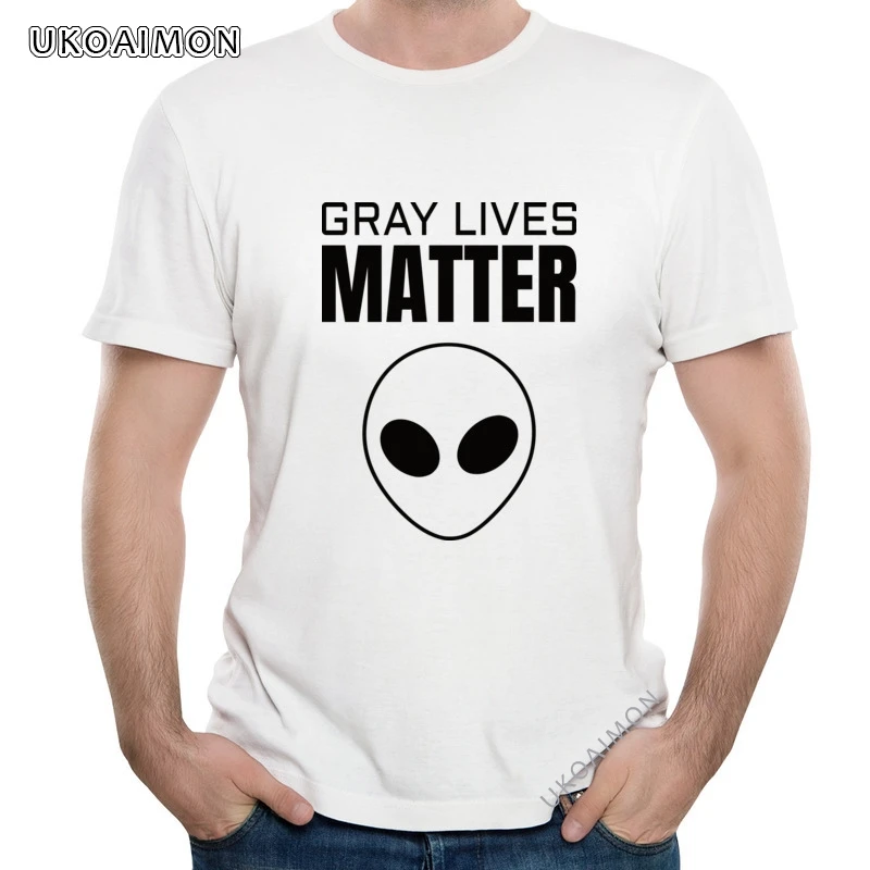 

ALIENS Gray Lives Matter Cotton Simple Style T-Shirt Pure Cotton Cartoon T-Shirts Fashionable Unique T Shirts For Adult