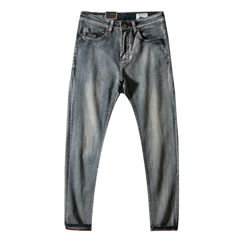 

Classic Vintage Jeans Men Retro Blue Straight Pants Streetwear Cotton Denim Trousers