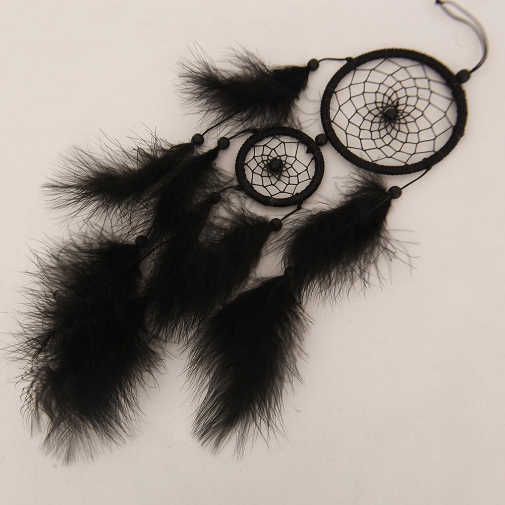 

India Handmade Black Dream Catcher handmade Rattan Dreamcatcher with feathers for home wall decorations Ornament