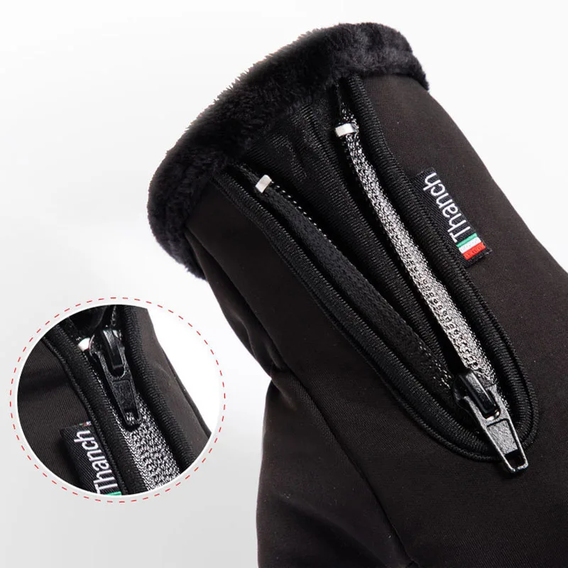 

Touch Screen Bike Gloves Winter Thermal Windproof Warm Full Finger Cycling Gloves Waterproof Bicycle Glove For Men Women