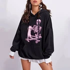 Готическая уличная одежда, пуловер с черепом и пламенем, свитшот, куртка Ulzzang в стиле хип-хоп, панк, Харадзюку, Повседневная Женская толстовка