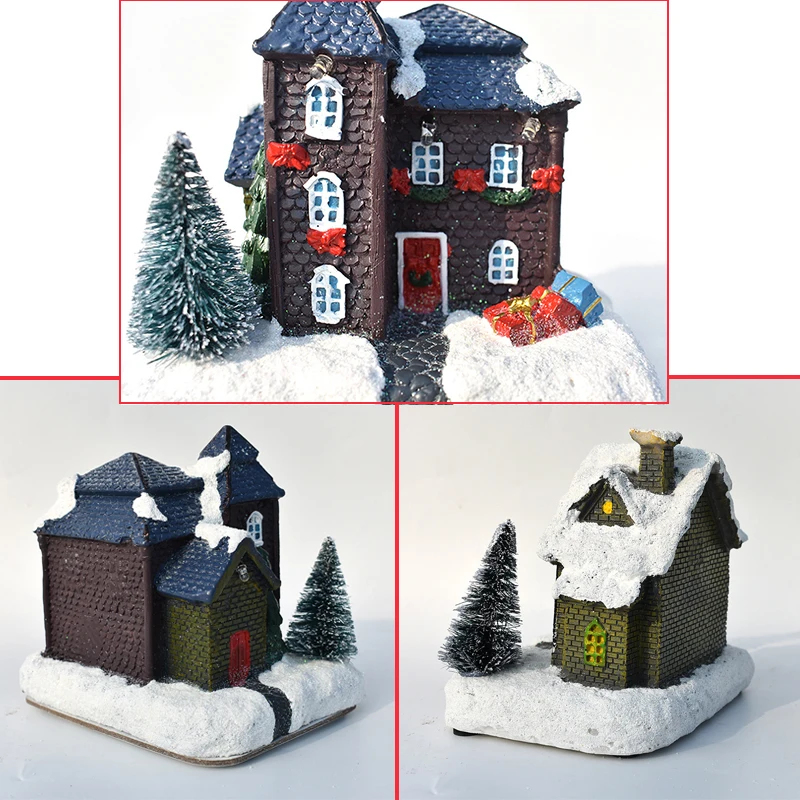 Рождественские украшения в виде зимней деревни и городов светодиодное