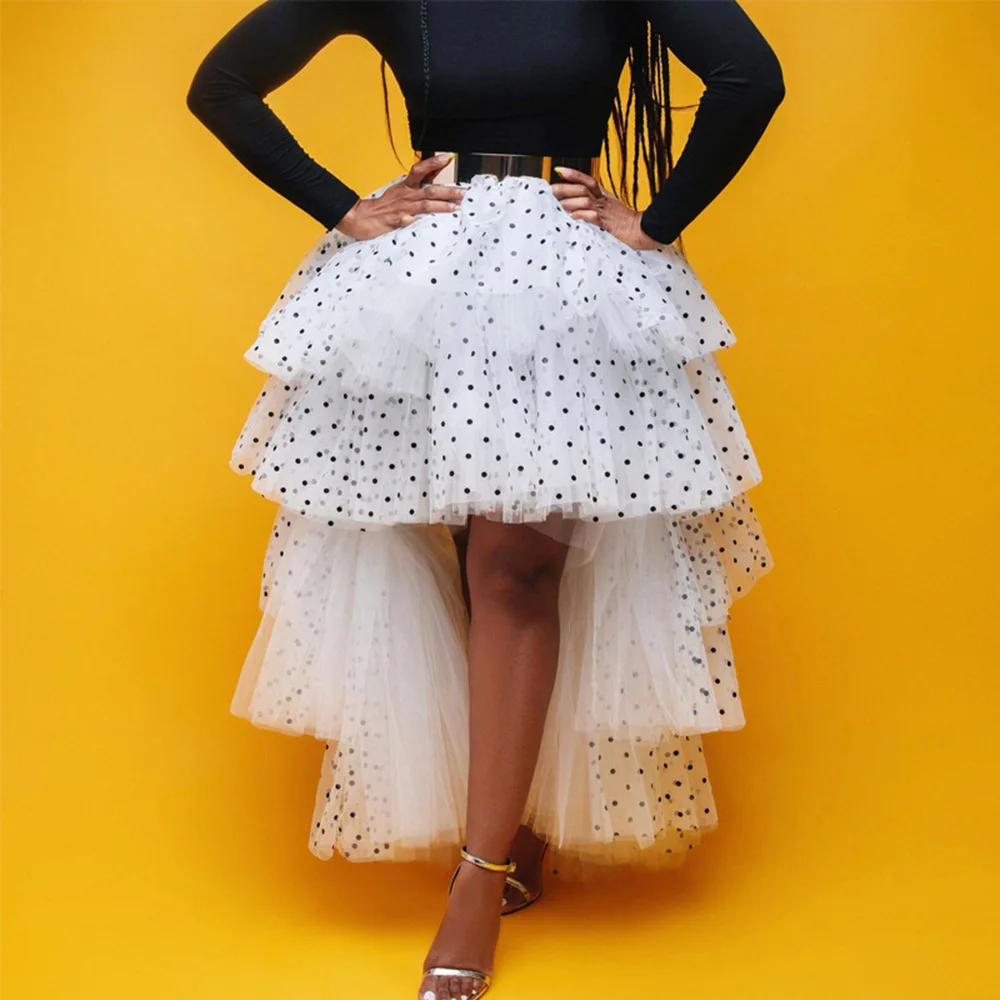Женская юбка размера плюс сетчатая с вышивкой пышная из органзы в горошек пачка