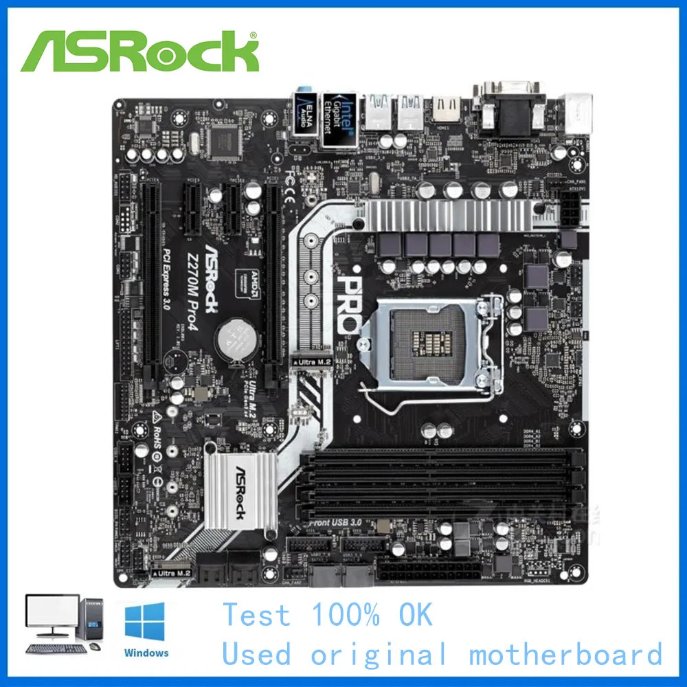Материнская плата для компьютера ASRock Z270M Pro4 материнская LGA 1151 DDR4 Z270 настольного