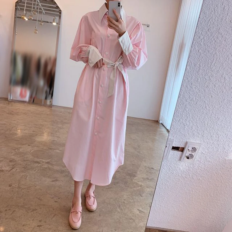 Женское платье с бантом на шнуровке GALCAUR повседневное свободное средней длины