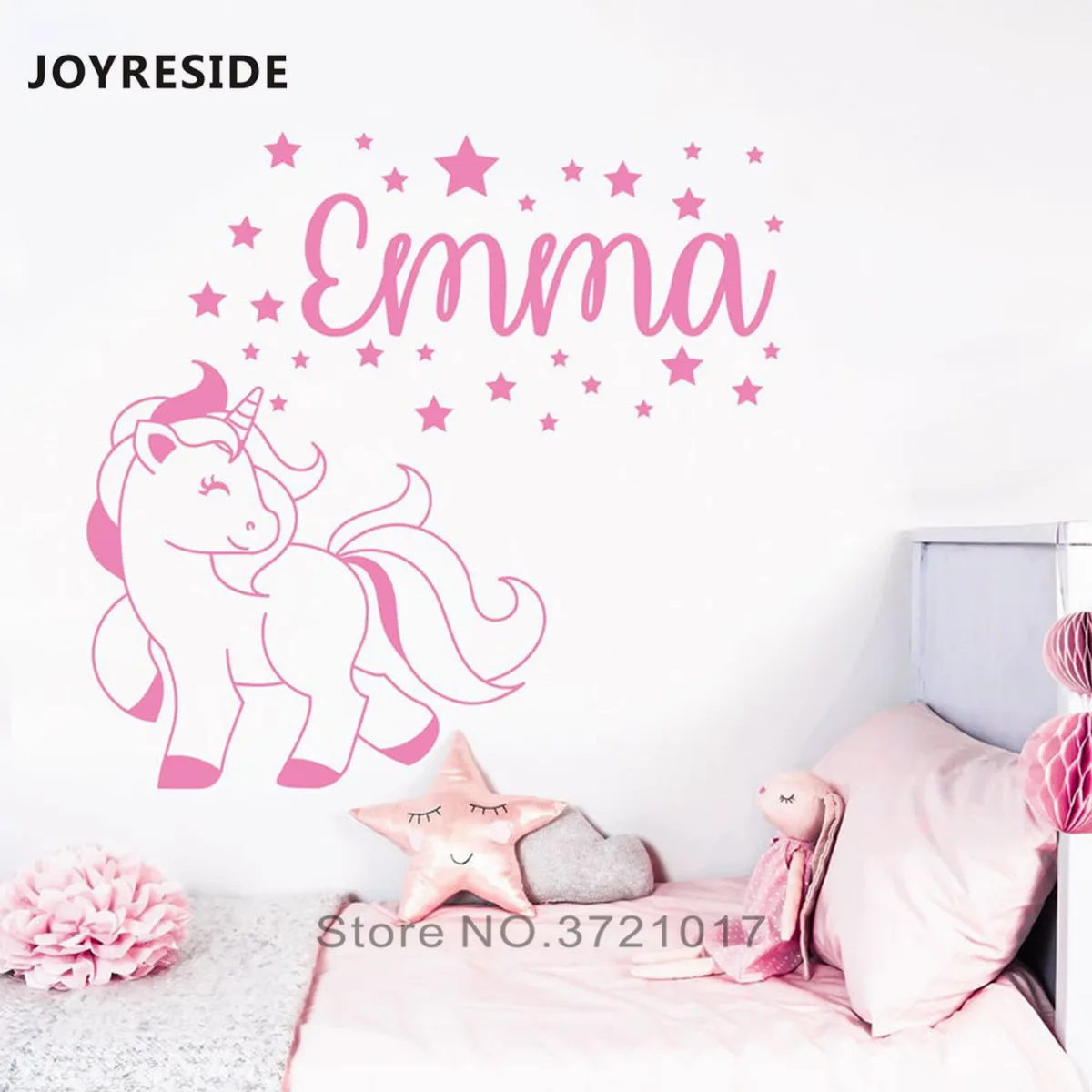 JOYRESIDE персонализированное имя единорог наклейка для девочек декор комнаты
