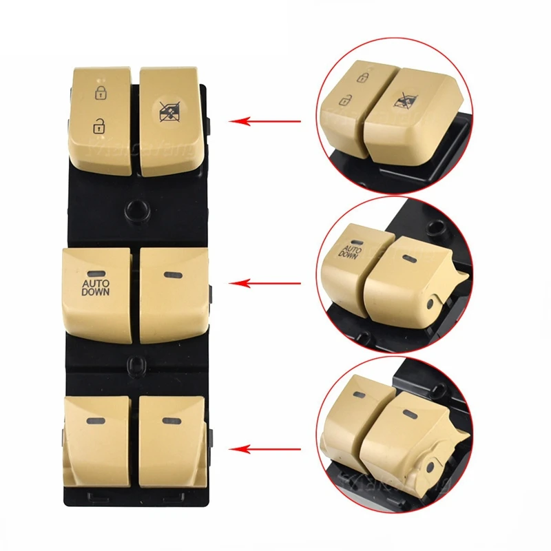 

Car Power Window Master Control Switch Button Glass Lifter Switch for Hyundai Elantra Dynamic 2012-2016 93570-4V000