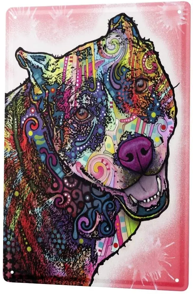 

SINCE 2004 Tin Sign Metal Plate Decorative Sign Home Decor Plaques Dog Painted Pitbull