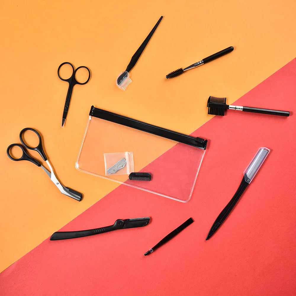 

Eyebrow Razor 12pcs Eyebrow Kit for Women Face Razors Including Eyebrow Scissors Trimmer,Eyebrow Brush,Tweezers Storage Bag
