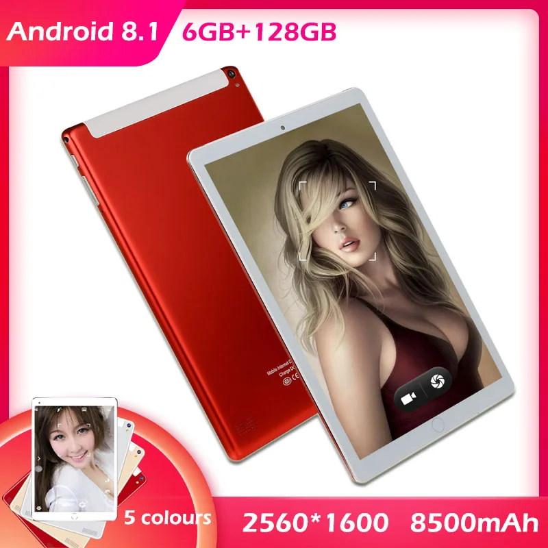 Планшетный ПК 10 1 дюйма 6G + 128G WiFi планшет Android 8 HD 2560*1600 Bluetooth игровой с двойной