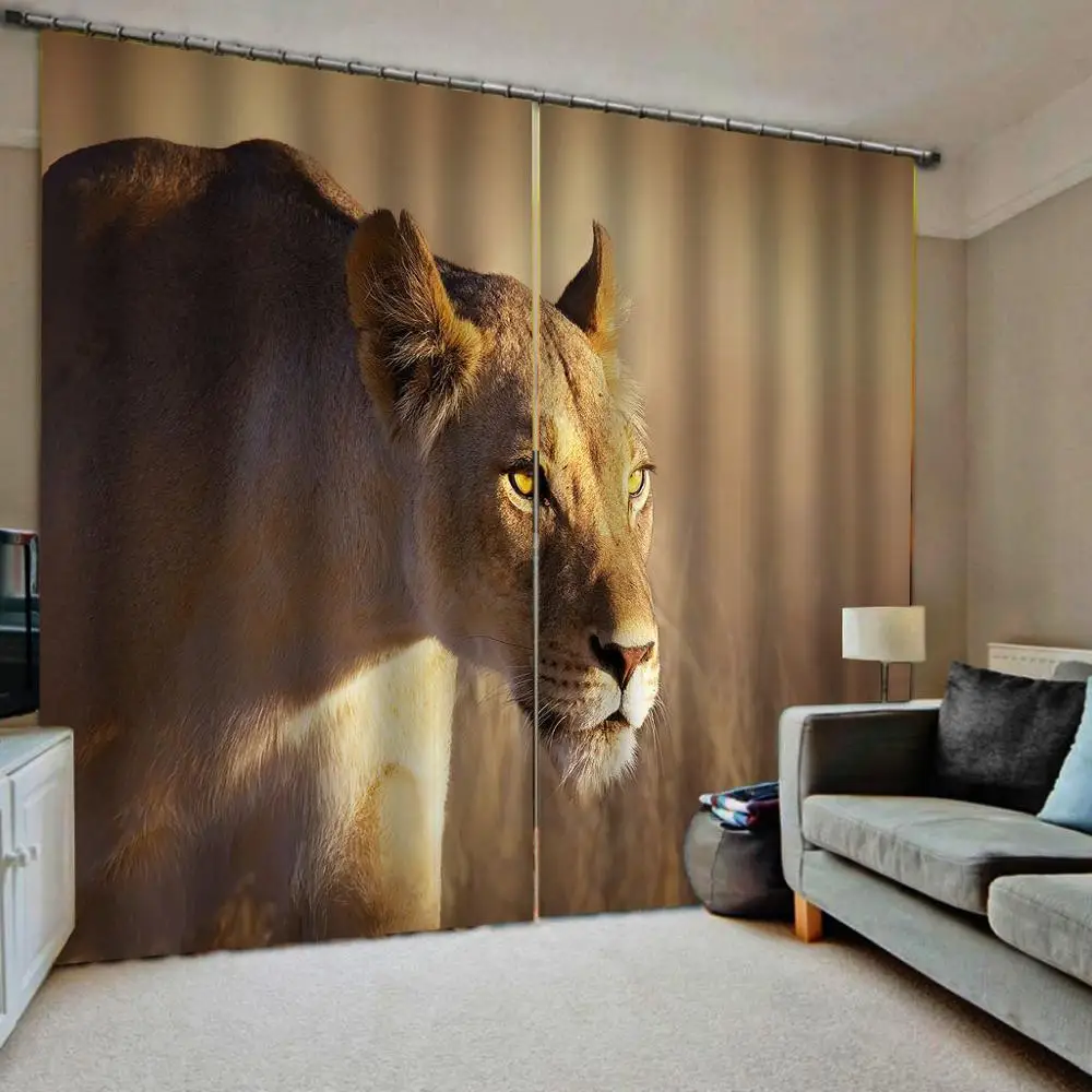 Desert animal Leopard Large Window Curtain Customizable any Size For Living Room Kids Creative Art Photo Print Drapes Sets | Дом и сад