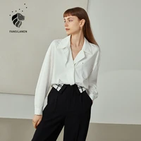 fansilanen french white shirt female autumn long sleeved loose white v neck shirt female design niche women tops women blouses