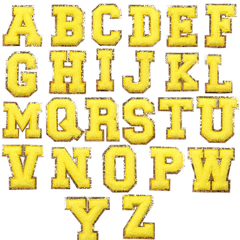 Желтые блестки искусственная вышивка нашивка на одежду нашивки с английскими