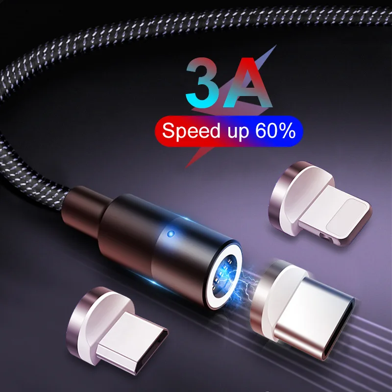 Лист 2 м Быстрый 3A Магнитный кабель Быстрая зарядка 3 0 Micro USB зарядное устройство