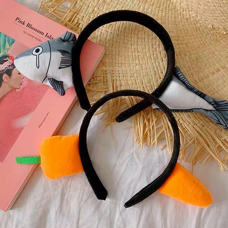 Обруч для волос с забавной морковкой и странными рыбками повязка на голову