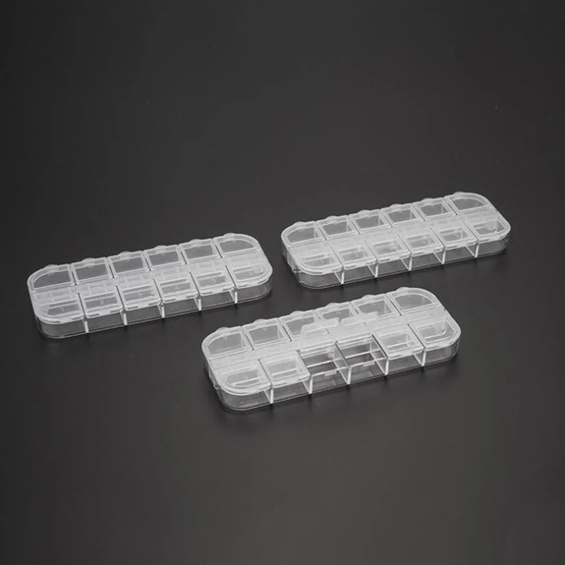 100pcs Pin KR-233 Plastic Cosmetic Case Cosmetic Case 12 Grid Strip Box Multi-Grid Connection Box