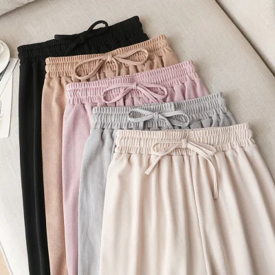 

2021 Wide-Leg Pants Women's Spring and Knitted High Waist Silk
