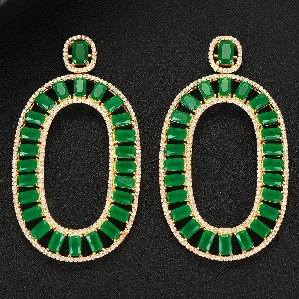 

Blachette Jewelry Luxury Gorgeous Italy Bohemia Oval Drop Earrings for Women Fine Full CZ Bridal Wedding Party Daily Jewelry