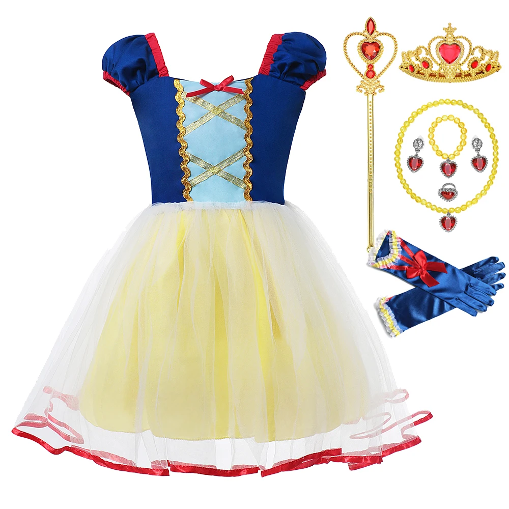 Купи Snow White Girls Dresses Children Clothes Cosplay Girl Birthday Party Vestidos Baby Princess Dress Fancy Gown Kids Dress за 417 рублей в магазине AliExpress