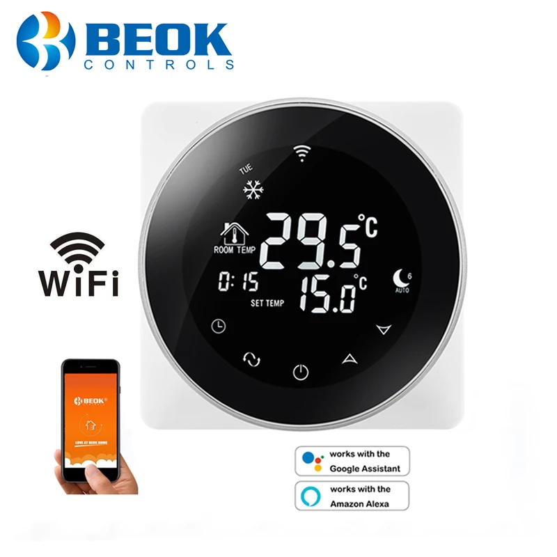 

Beok выпуклый экран TGR87 WiFi смарт-термостат 16А Электрический пол Отопление сенсорный экран термостат температурный контроллер