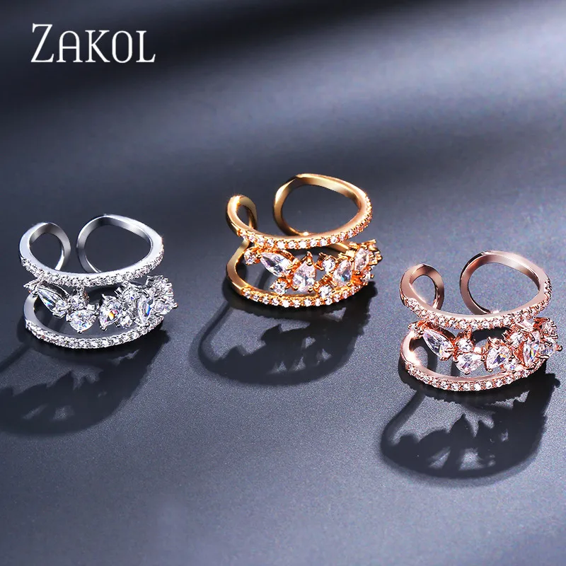 ZAKOL горячая Распродажа обручальные кольца с фианитом в винтажном стиле