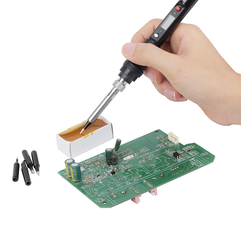 

JCD LCD Soldering Iron Kit 80W Pure Copper Tips Temperature Adjustable Welding Solder Tools Soldering Iron Wire Ceramic Heater