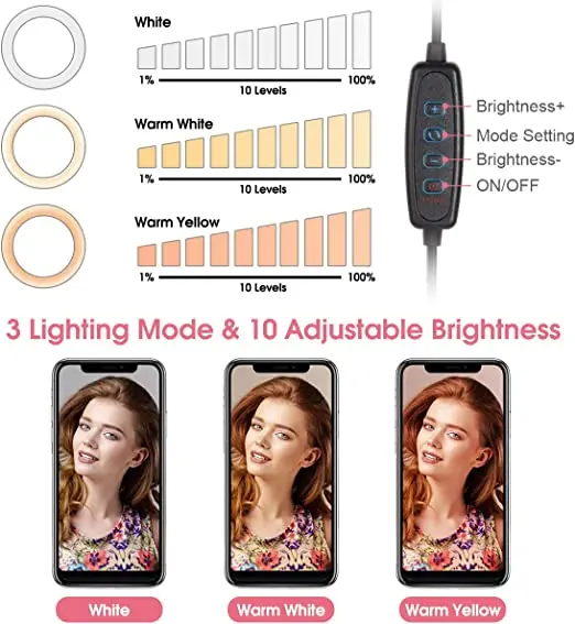 

Dimmable Selfie Ring Light LED USB Ring lamp Camera Photography Fill Light with Phone Holder Stand For Studio Vlogging YouTube