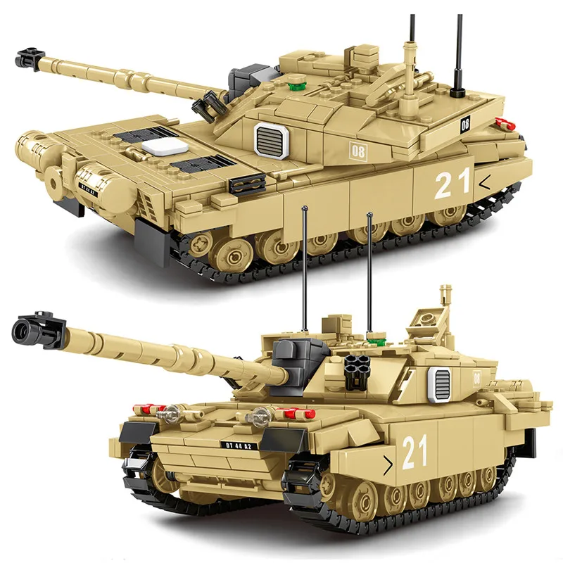 

Military Challenger 2 Tank Model Building Blocks Technic Vehicles With Soldier Gun WW2 Army Bricks Toys Gift For Children