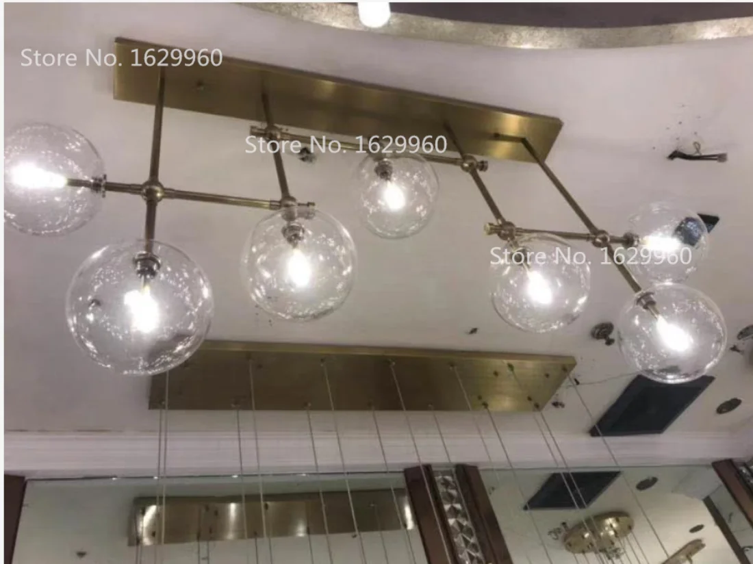 Современный дизайн стеклянный шар люстра 6 головок прозрачный пузырчатый