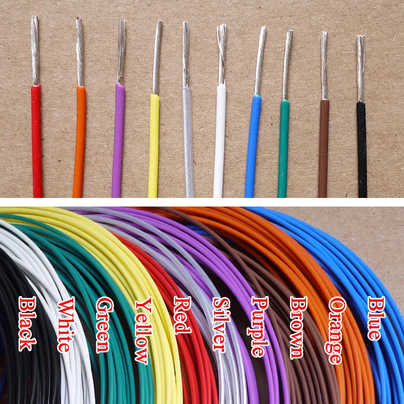 

1.8mm 17AWG Silver Plated PTFE Wire Silver Plated Oxyten-Free Copper Cable 19 Strands Color Selectable