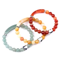 8mm charm healing natural stone beads bracelets heart men women agate lapis jasper quartz lovers gift bangles jewelry