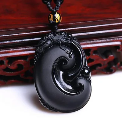 

Exquisite Natural Black Stone Auspicious Pendant