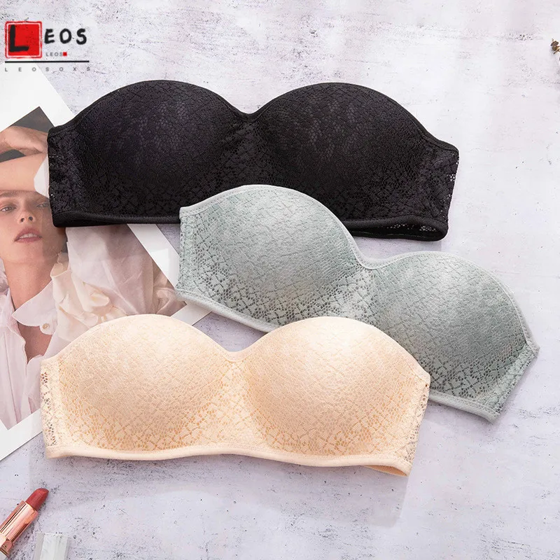 

Sexy Lace Invisible Bra Non-slip Strapless Underwear for Women Push Up Gather Brassieres for Wedding Dress Thin Soft Lingerie
