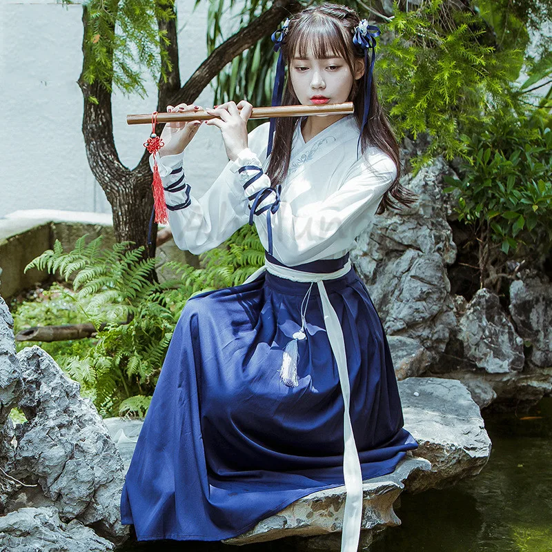 

Chinese Traditional Hanfu For Women High Quality Original Female Hanfu Costumes Embroidered Collar Performance Clothes C191