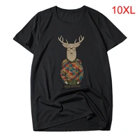 2020 new oversized t shirts men casual short sleeve tshirts o neck cotton deer print summer tops tees male plus size 10xl hx261