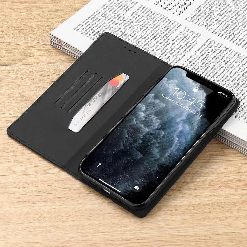 Элегантный магнитный чехол книжка с бумажником для iPhone 12 Mini 11 Pro Max X Xr Xs из