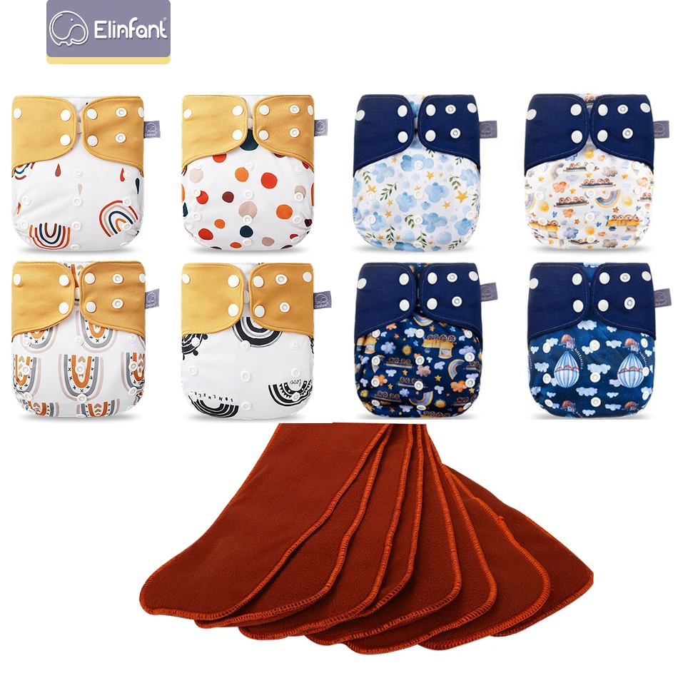 Mordedor nuevo juego 2set/8 Uds impermeable ajustable con bolsillo para beb&eacute; pa&ntilde;ales de tela con 8 Uds inserciones de malla para 3-15kg beb&eacute;-1