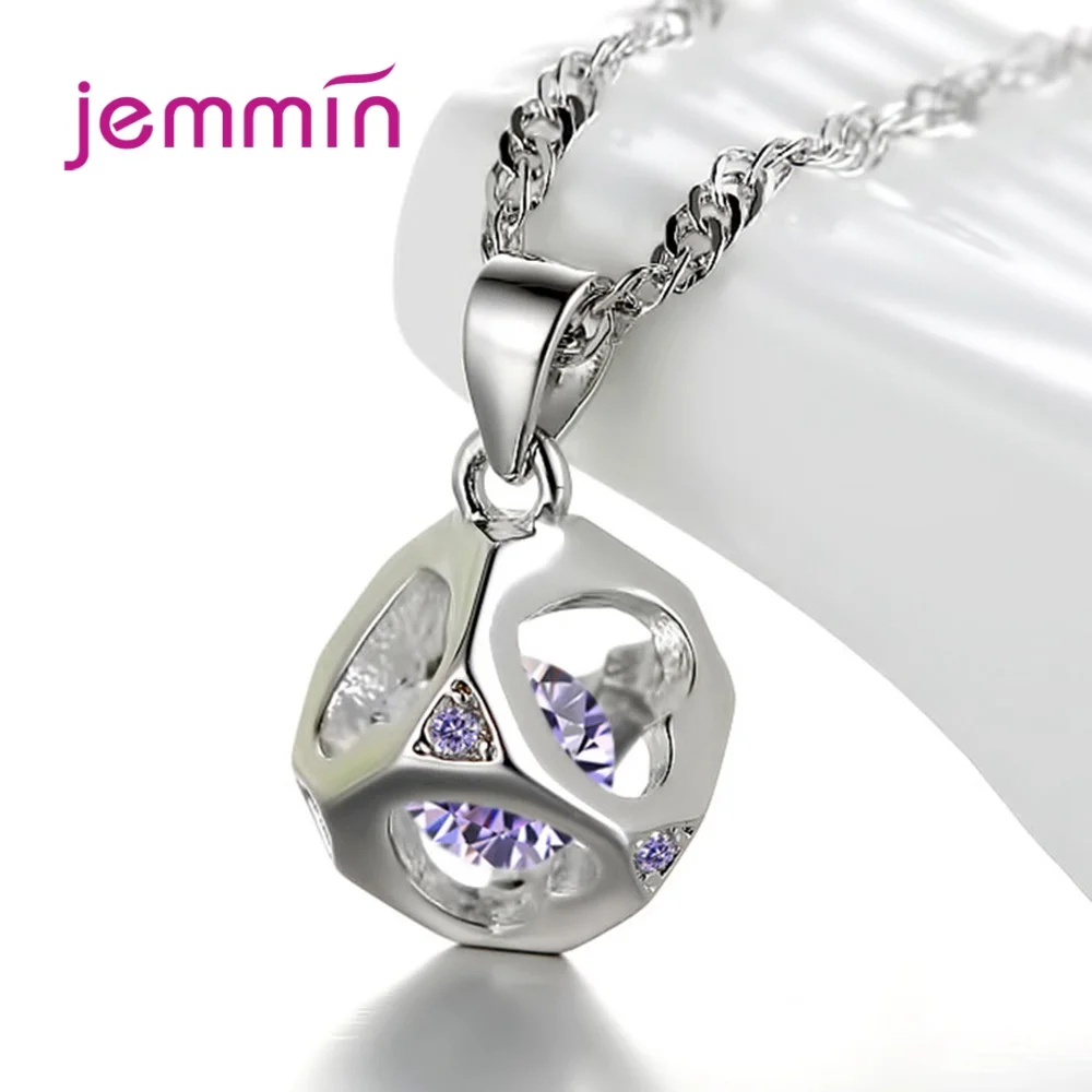 

Purple White Cubic Zircon Crystal 925 Sterling Silver Necklaces Jewelry Pendant Necklace For Women Wedding Party Accessories