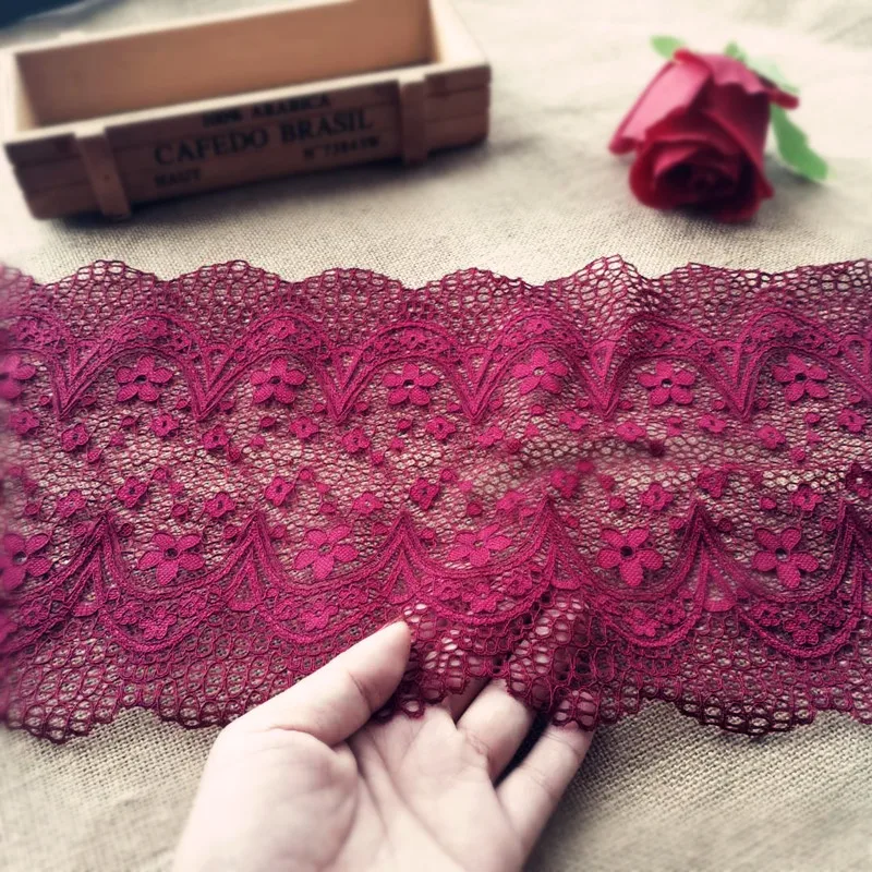 22 см широкая винно-красная растягивающаяся кружевная юбка с подолом аксессуары