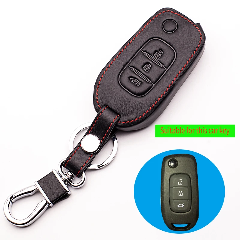 

Top layer leather Genuine Leather car key cover for Renault kadjar high quality 3 button smart remote control protection box