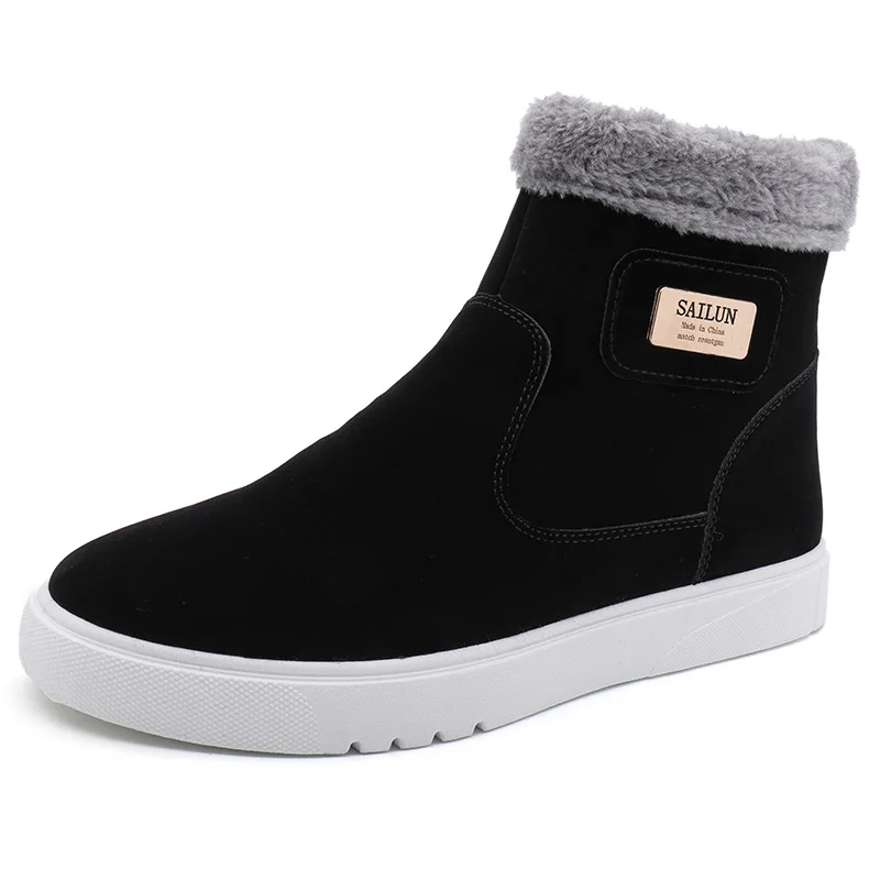 

Men's Zipper Winter Shoes Short Plush Casual Warm Cotton 2021 Plus Velvet High-top Warm Martin Boots Thickened Men's Boots