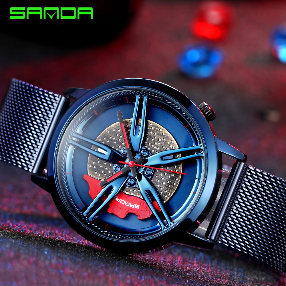 Горячая Распродажа мужские часы с гоночными автомобильными колесами