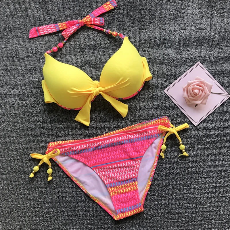 Женский однотонный купальник бикини в бразильском стиле|Купальники| |