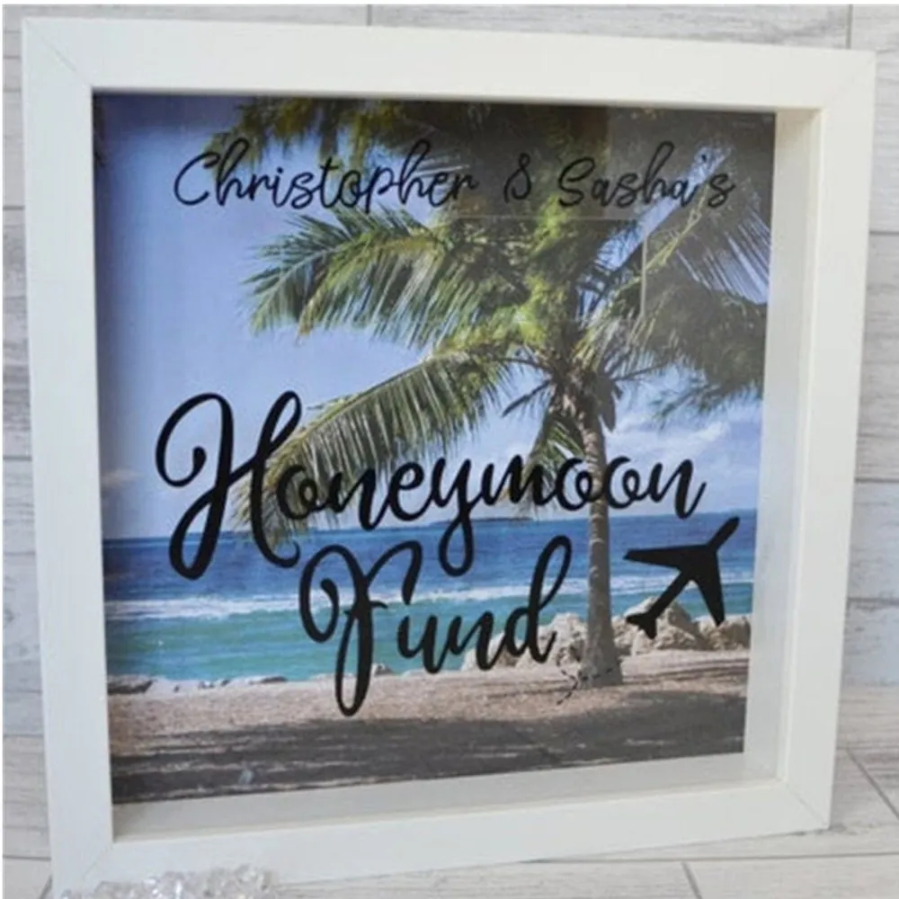 Personalised wedding Present Custom shadow box for tickets Honeymoon Fund Box Money Frame Wedding Gift Engagement | Дом и сад